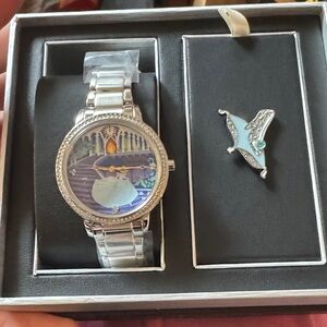 Cinderella Silver and Blue Women's Watch Set
